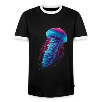 Méduse - T-shirt contrasté Homme - noir/blanc - Devant - AI Model Female 172 light (172cm) & AI Model Male 178 light (178cm)