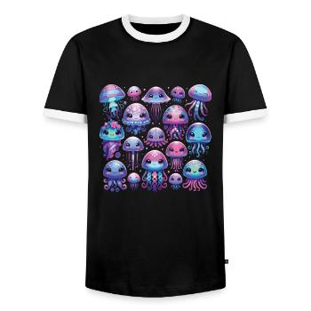 Méduse - T-shirt contrasté Homme - noir/blanc - Devant - AI Model Female 172 light (172cm) & AI Model Male 178 light (178cm)