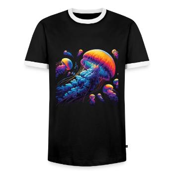 Méduse - T-shirt contrasté Homme - noir/blanc - Devant - AI Model Female 172 light (172cm) & AI Model Male 178 light (178cm)