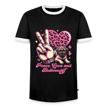 Bullmastiff - Men's Ringer Shirt - black/white - Front - AI Model Female 172 light (172cm) & AI Model Male 178 light (178cm)