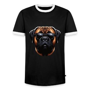 Bullmastiff - Men's Ringer Shirt - black/white - Front - AI Model Female 172 light (172cm) & AI Model Male 178 light (178cm)