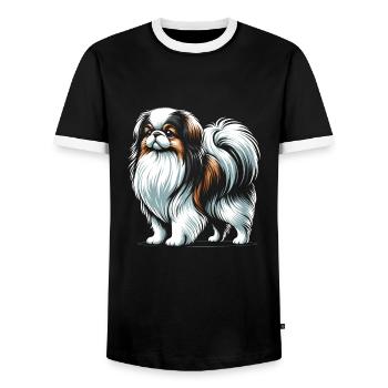 Japan Chin - Men's Ringer Shirt - black/white - Front - AI Model Female 172 light (172cm) & AI Model Male 178 light (178cm)