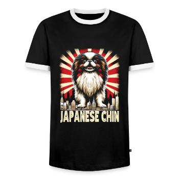 Japan Chin - Men's Ringer Shirt - black/white - Front - AI Model Female 172 light (172cm) & AI Model Male 178 light (178cm)
