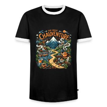 Chai - Men's Ringer Shirt - black/white - Front - AI Model Female 172 light (172cm) & AI Model Male 178 light (178cm)