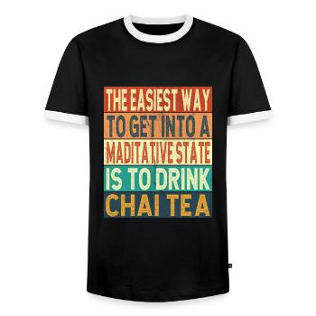 Chai - Men's Ringer Shirt - black/white - Front - AI Model Female 172 light (172cm) & AI Model Male 178 light (178cm)