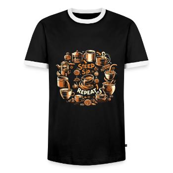 Chai - Men's Ringer Shirt - black/white - Front - AI Model Female 172 light (172cm) & AI Model Male 178 light (178cm)