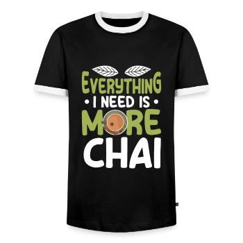 Chai Tea - Men's Ringer Shirt - black/white - Front - AI Model Female 172 light (172cm) & AI Model Male 178 light (178cm)