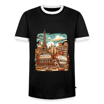 Holiday - Men's Ringer Shirt - black/white - Front - AI Model Female 172 light (172cm) & AI Model Male 178 light (178cm)