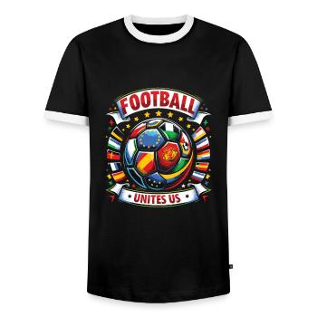 Football - T-shirt contrasté Homme - noir/blanc - Devant - AI Model Female 172 light (172cm) & AI Model Male 178 light (178cm)