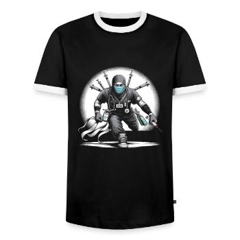 Geriatric nurse - Men's Ringer Shirt - black/white - Front - AI Model Female 172 light (172cm) & AI Model Male 178 light (178cm)
