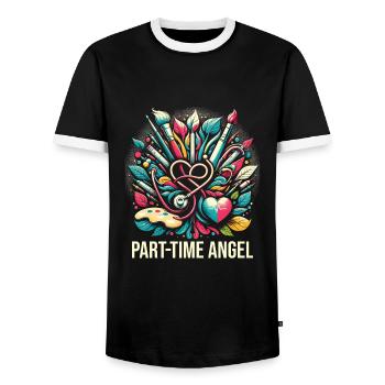 Geriatric nurse - Men's Ringer Shirt - black/white - Front - AI Model Female 172 light (172cm) & AI Model Male 178 light (178cm)