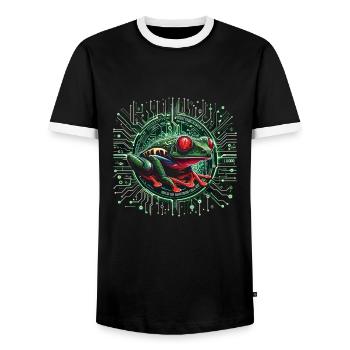 Frosch - Männer Kontrast-T-Shirt - Schwarz/Weiß - Vorne - AI Model Female 172 light (172cm) & AI Model Male 178 light (178cm)