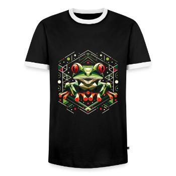 Frosch - Männer Kontrast-T-Shirt - Schwarz/Weiß - Vorne - AI Model Female 172 light (172cm) & AI Model Male 178 light (178cm)