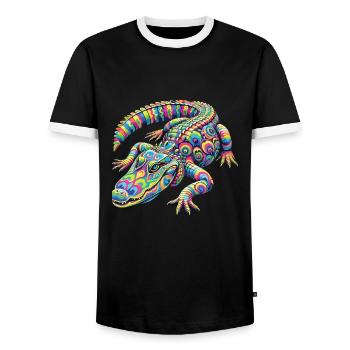 Hippie Festival - Männer Kontrast-T-Shirt - Schwarz/Weiß - Vorne - AI Model Female 172 light (172cm) & AI Model Male 178 light (178cm)