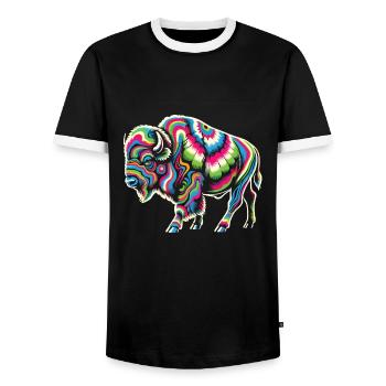 Hippie Festival - Männer Kontrast-T-Shirt - Schwarz/Weiß - Vorne - AI Model Female 172 light (172cm) & AI Model Male 178 light (178cm)