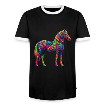 Hippie Festival - Männer Kontrast-T-Shirt - Schwarz/Weiß - Vorne - AI Model Female 172 light (172cm) & AI Model Male 178 light (178cm)