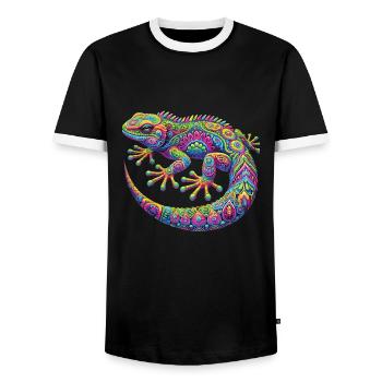 Hippie Festival - Männer Kontrast-T-Shirt - Schwarz/Weiß - Vorne - AI Model Female 172 light (172cm) & AI Model Male 178 light (178cm)