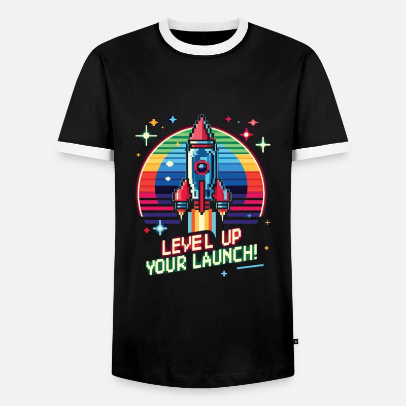 Rocket - Men's Ringer Shirt - black/white