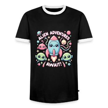 Rocket - Men's Ringer Shirt - black/white - Front - AI Model Female 172 light (172cm) & AI Model Male 178 light (178cm)