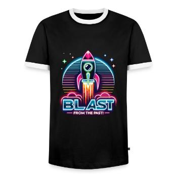Rocket - Men's Ringer Shirt - black/white - Front - AI Model Female 172 light (172cm) & AI Model Male 178 light (178cm)