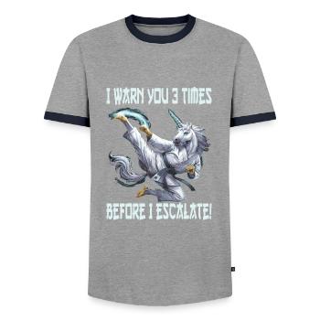 Martial arts - Men's Ringer Shirt - grey/navy  - Front - AI Model Female 172 light (172cm) & AI Model Male 178 light (178cm)