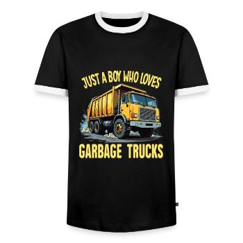 Camion à ordures - T-shirt contrasté Homme - noir/blanc - Devant - AI Model Female 172 light (172cm) & AI Model Male 178 light (178cm)