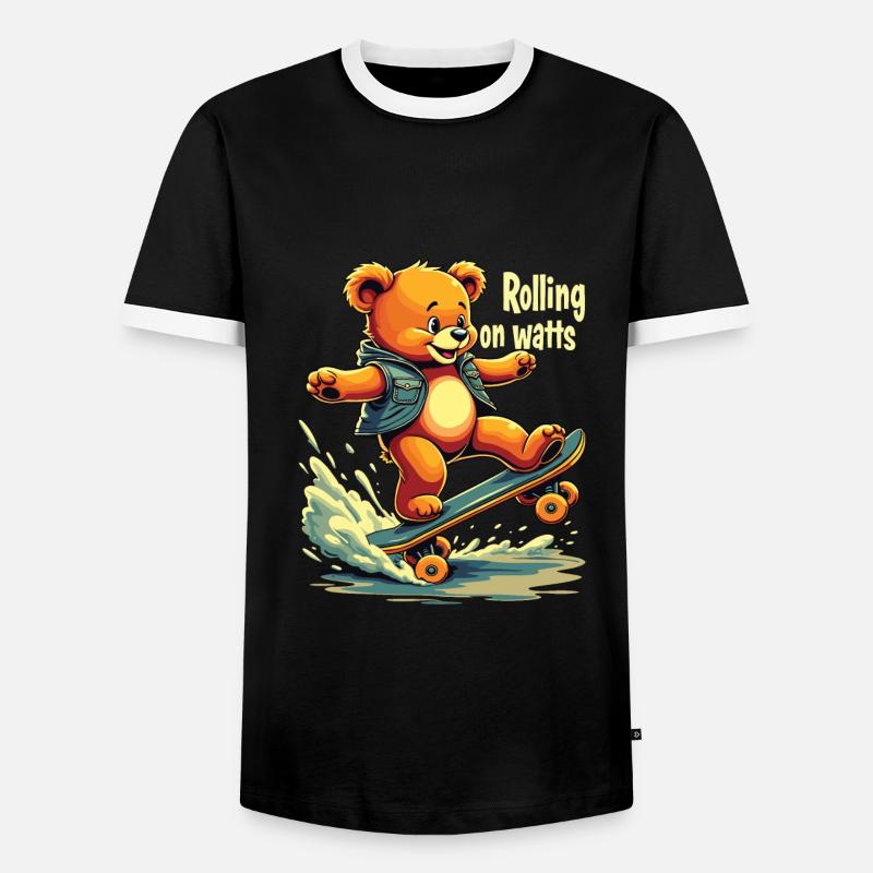 E Skateboard - Männer Kontrast-T-Shirt - Schwarz/Weiß