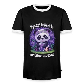 Bubble Tea - Men's Ringer Shirt - black/white - Front - AI Model Female 172 light (172cm) & AI Model Male 178 light (178cm)