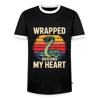 Snake - Men's Ringer Shirt - black/white - Front - AI Model Female 172 light (172cm) & AI Model Male 178 light (178cm)