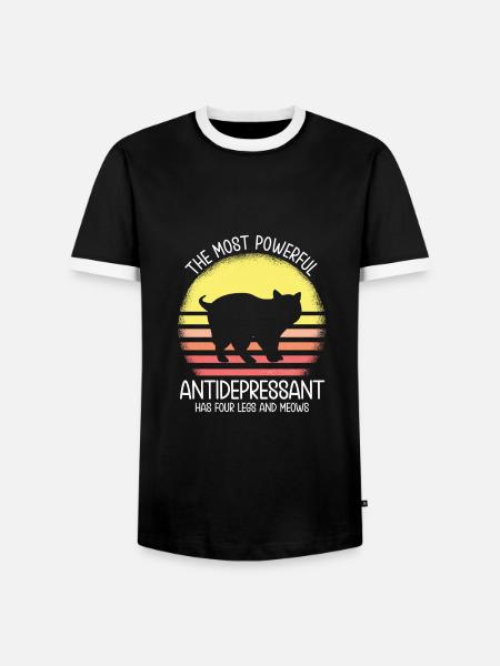 Katze - Männer Kontrast-T-Shirt - Schwarz/Weiß
