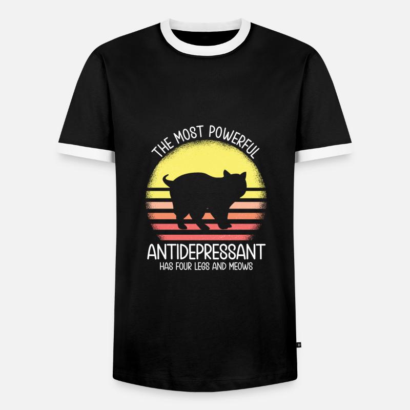 Katze - Männer Kontrast-T-Shirt - Schwarz/Weiß