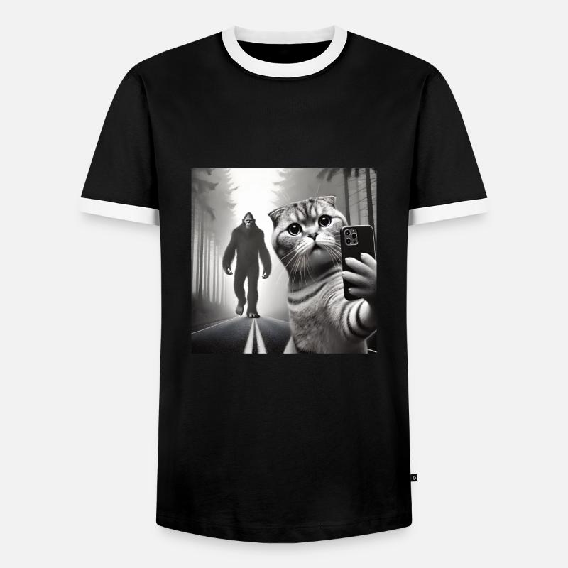 Katze - Männer Kontrast-T-Shirt - Schwarz/Weiß