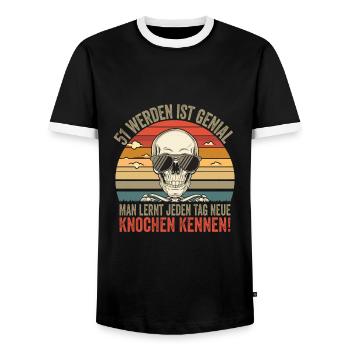 51e anniversaire - T-shirt contrasté Homme - noir/blanc - Devant - AI Model Female 172 light (172cm) & AI Model Male 178 light (178cm)