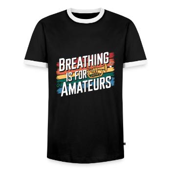 Sousaphone - Men's Ringer Shirt - black/white - Front - AI Model Female 172 light (172cm) & AI Model Male 178 light (178cm)
