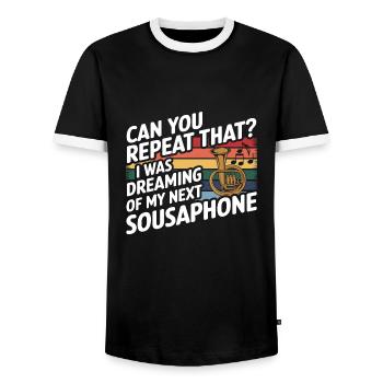 Sousaphone - Men's Ringer Shirt - black/white - Front - AI Model Female 172 light (172cm) & AI Model Male 178 light (178cm)