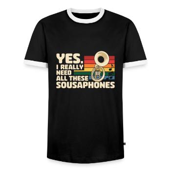 Sousaphone - Men's Ringer Shirt - black/white - Front - AI Model Female 172 light (172cm) & AI Model Male 178 light (178cm)