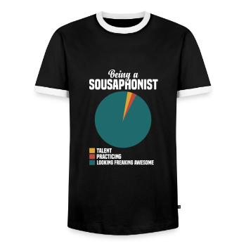 Sousaphone - Men's Ringer Shirt - black/white - Front - AI Model Female 172 light (172cm) & AI Model Male 178 light (178cm)