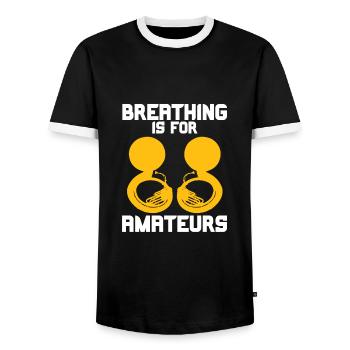 Sousaphone - Men's Ringer Shirt - black/white - Front - AI Model Female 172 light (172cm) & AI Model Male 178 light (178cm)