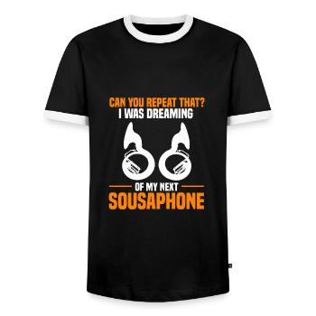 Sousaphone - Men's Ringer Shirt - black/white - Front - AI Model Female 172 light (172cm) & AI Model Male 178 light (178cm)
