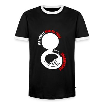 Sousaphone - Men's Ringer Shirt - black/white - Front - AI Model Female 172 light (172cm) & AI Model Male 178 light (178cm)