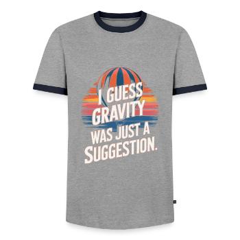Balloon - Men's Ringer Shirt - grey/navy  - Front - AI Model Female 172 light (172cm) & AI Model Male 178 light (178cm)