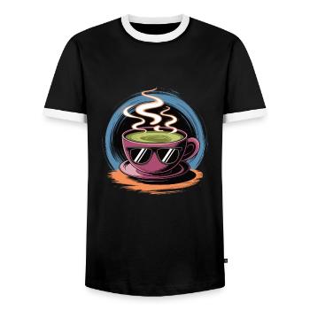 Matcha - Men's Ringer Shirt - black/white - Front - AI Model Female 172 light (172cm) & AI Model Male 178 light (178cm)