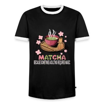 Matcha - Men's Ringer Shirt - black/white - Front - AI Model Female 172 light (172cm) & AI Model Male 178 light (178cm)