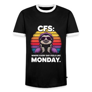Bürohumor - Männer Kontrast-T-Shirt - Schwarz/Weiß - Vorne - AI Model Female 172 light (172cm) & AI Model Male 178 light (178cm)