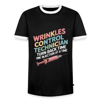 Kosmetikerin - Männer Kontrast-T-Shirt - Schwarz/Weiß - Vorne - AI Model Female 172 light (172cm) & AI Model Male 178 light (178cm)