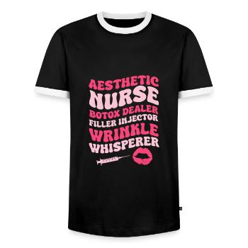 Kosmetikerin - Männer Kontrast-T-Shirt - Schwarz/Weiß - Vorne - AI Model Female 172 light (172cm) & AI Model Male 178 light (178cm)