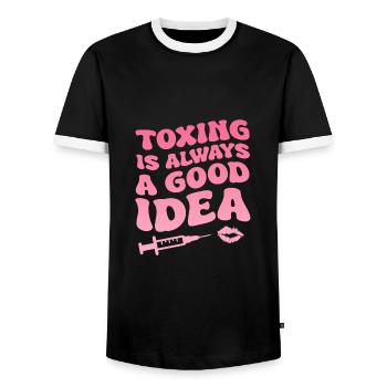 Kosmetikerin - Männer Kontrast-T-Shirt - Schwarz/Weiß - Vorne - AI Model Female 172 light (172cm) & AI Model Male 178 light (178cm)