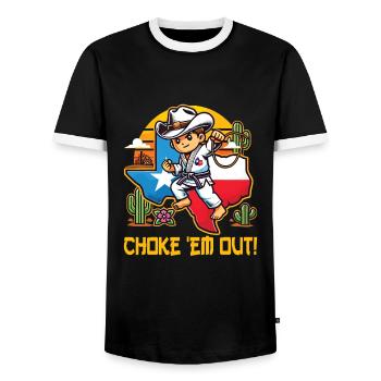 Arts martiaux pour enfants - T-shirt contrasté Homme - noir/blanc - Devant - AI Model Female 172 light (172cm) & AI Model Male 178 light (178cm)