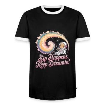 K pop und bubble Tea - Männer Kontrast-T-Shirt - Schwarz/Weiß - Vorne - AI Model Female 172 light (172cm) & AI Model Male 178 light (178cm)