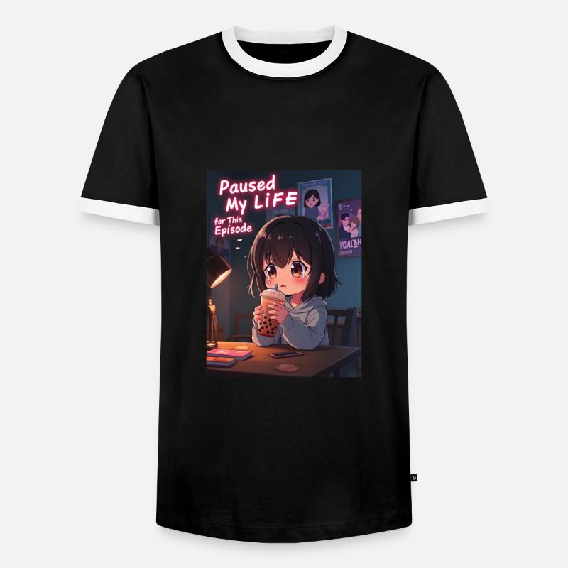 K pop and bubble tea - Men's Ringer Shirt - black/white